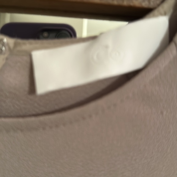 CO size 12 flowy A-line dress with tied sleeves; taupe/grey color; GUC - Picture 2 of 7